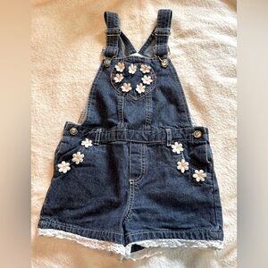 Kids Denim Overalls with Floral Embroidery